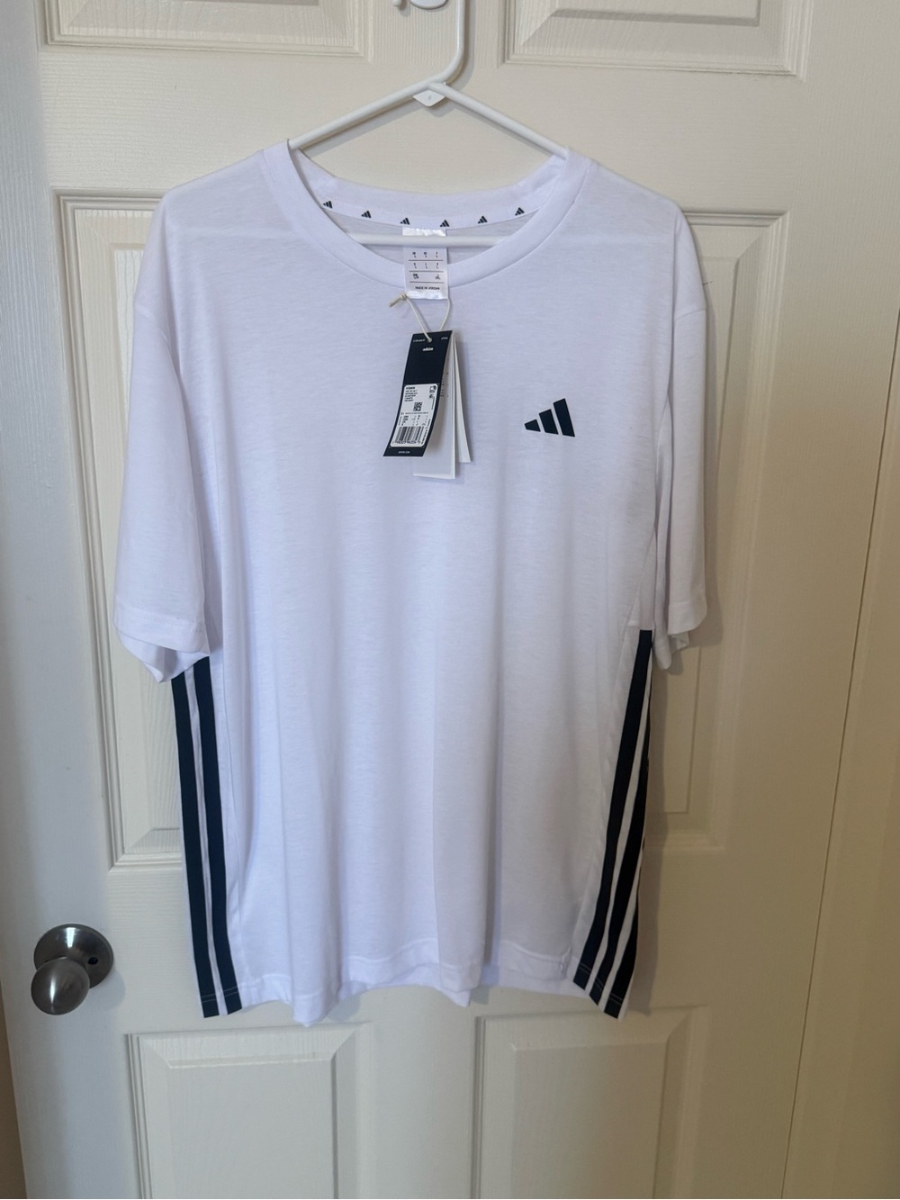 Men’s Adidas Climacool White Short-Sleeve Tee with Black Side Stripes